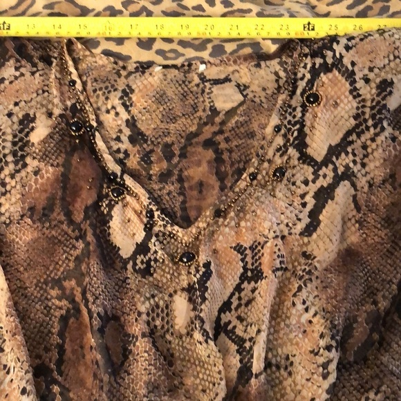 Brown & black reptile print semi  sheer cover up ,Tunic / Poncho like new - Picture 2 of 13
